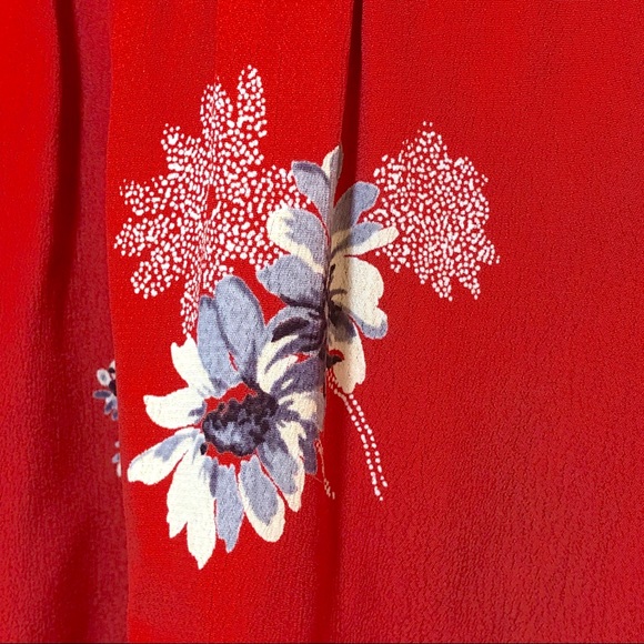 American Eagle Red Floral Peter Collar Dress - Picture 6 of 8